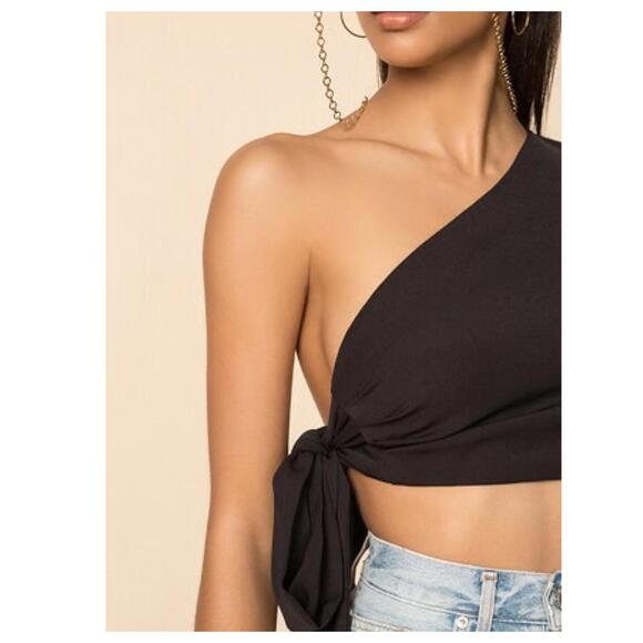 NWT Superdown Charlotte One Shoulder Crop Top Black Womens S - Picture 10 of 10